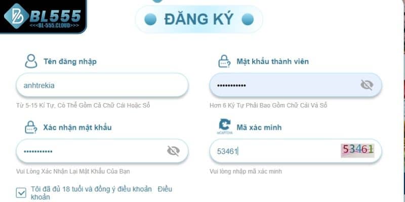 Đăng Ký BL555 - Hướng Dẫn Đăng Ký Với Lưu Ý Cơ Bản 6 Cung cấp thông tin đăng ký tài khoản mới